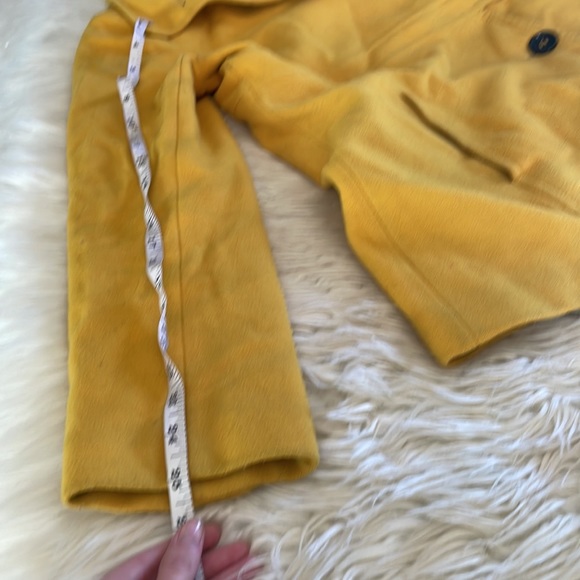 DKNY yellow pea coat tench soft winter cold single breasted elegant coat size 8 - Picture 13 of 16